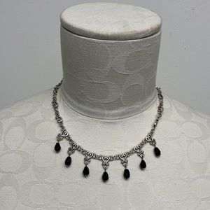 Brighton black beaded silver necklace, great condition